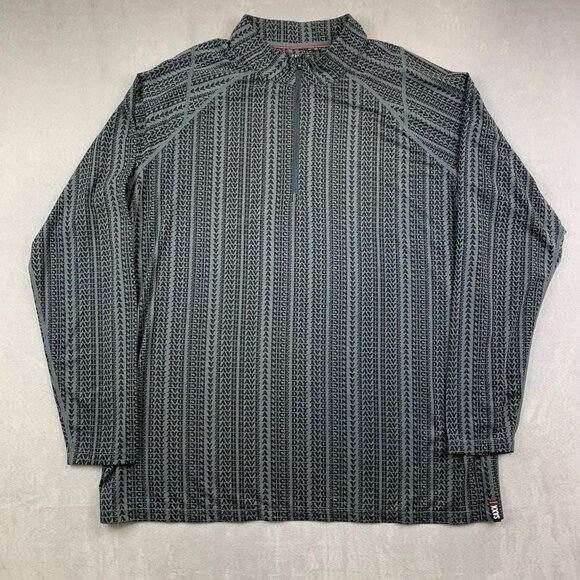 Saxx Mens Midweight Baselayer 2XL Gray Black Viewfinder Half Zip Merino Wool - Picture 1 of 8